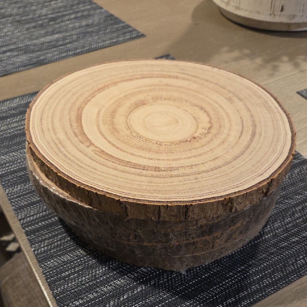 5 Piece Natural Wood Slice 11 Inch Decorative Base